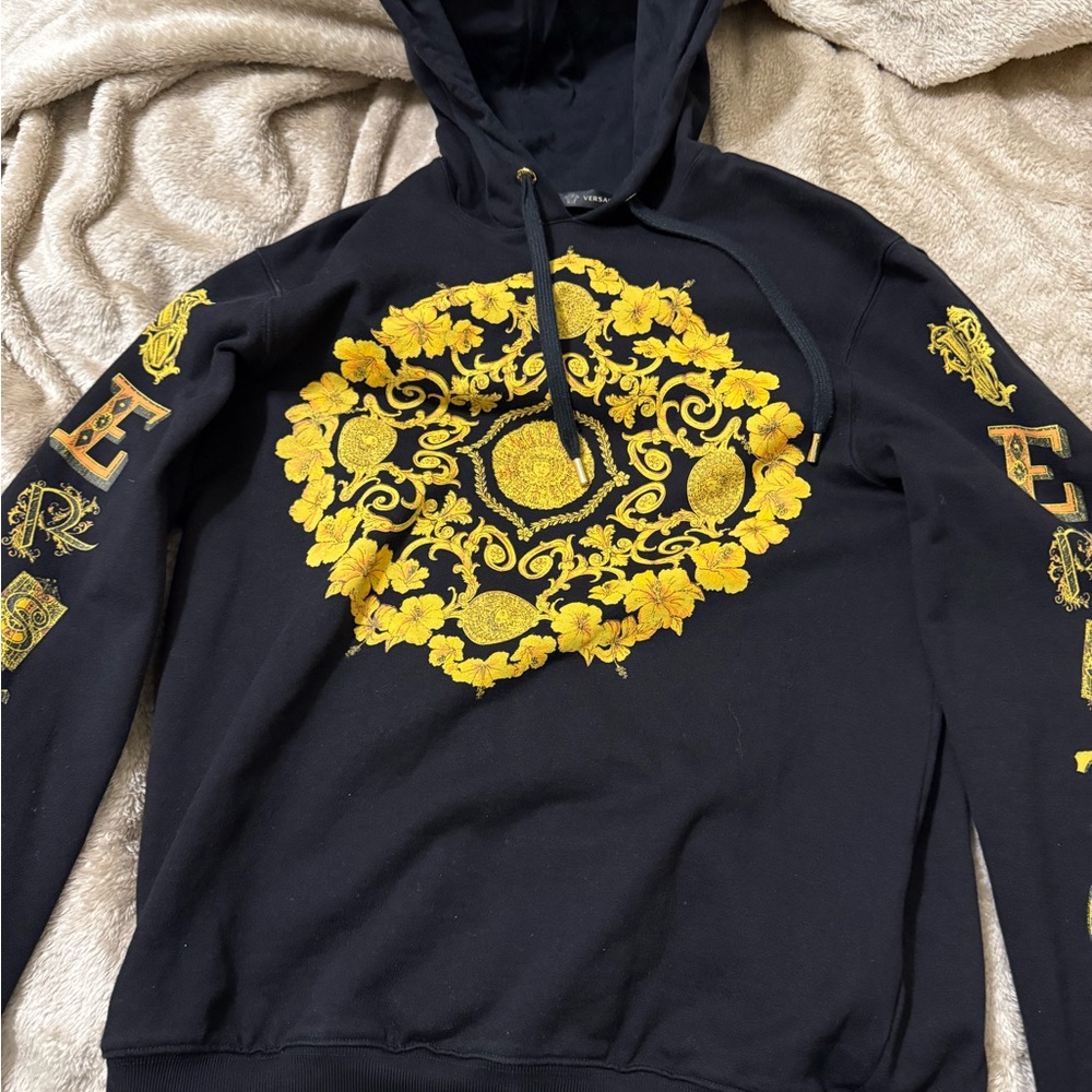 Versace Black Hoodie with Gold Design